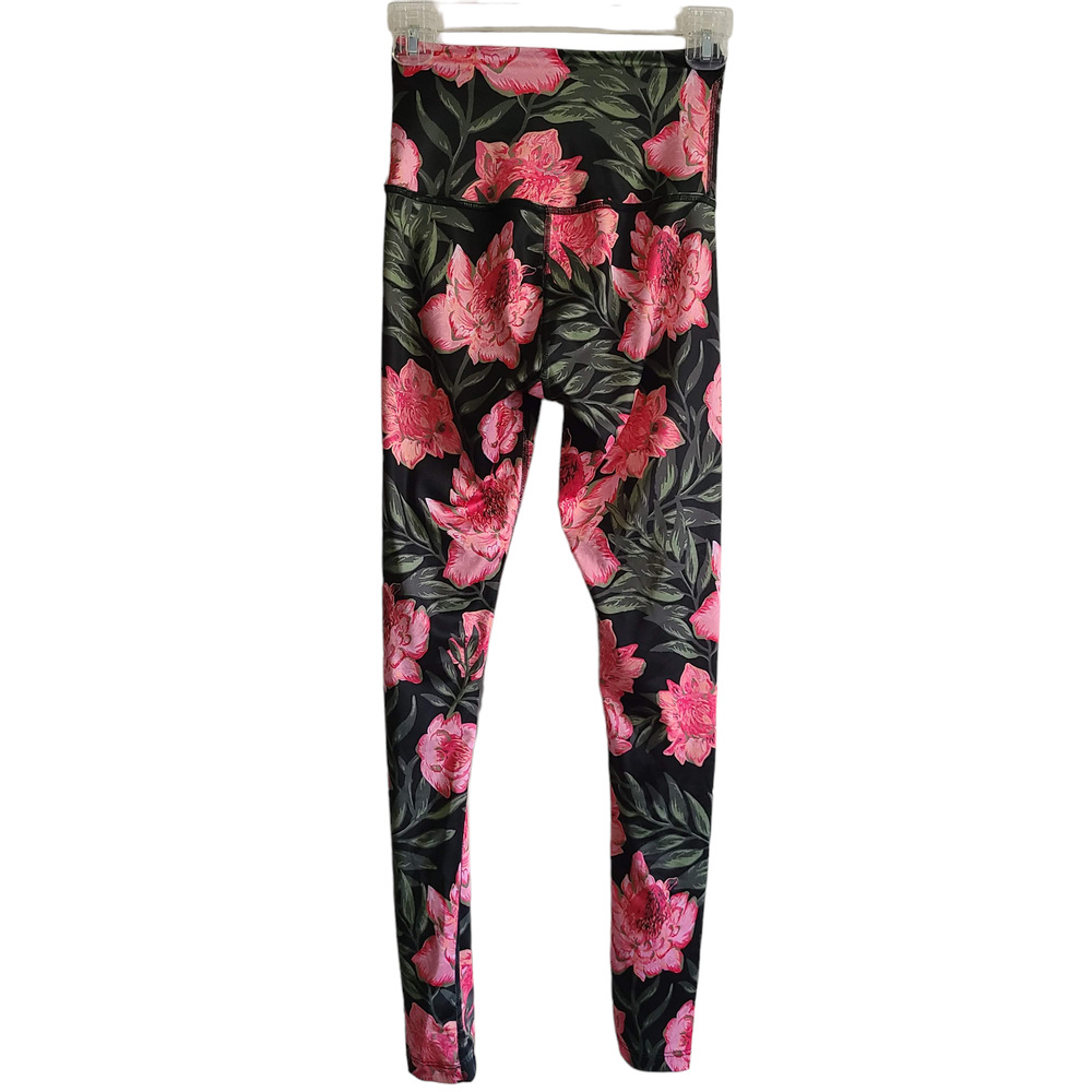 BEYOND YOGA Lux Floral High-Rise Full-Length Leggings Black‎ Pink Women's Small - Picture 2 of 7
